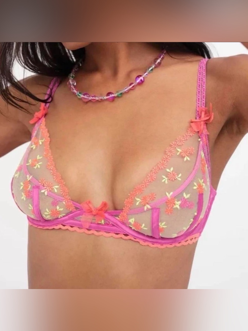 For Love & Lemons Sheer Flowerbuds Bra
